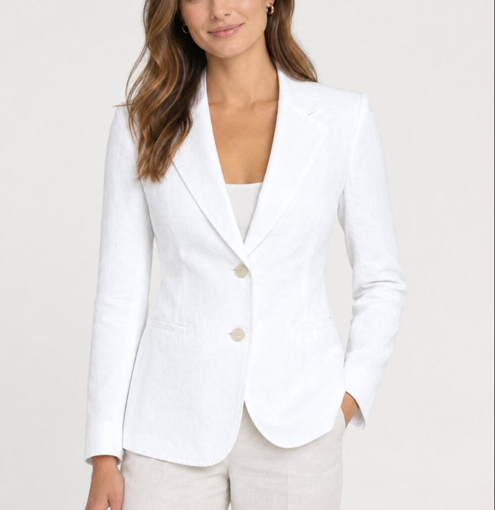 Lafayette 148 New York Blazer Linen Cotton White 10